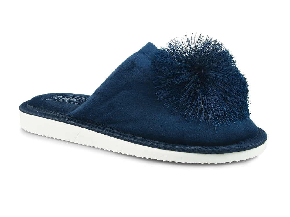 Kapcie domowe PAMI dzg z pomponem Granatowe